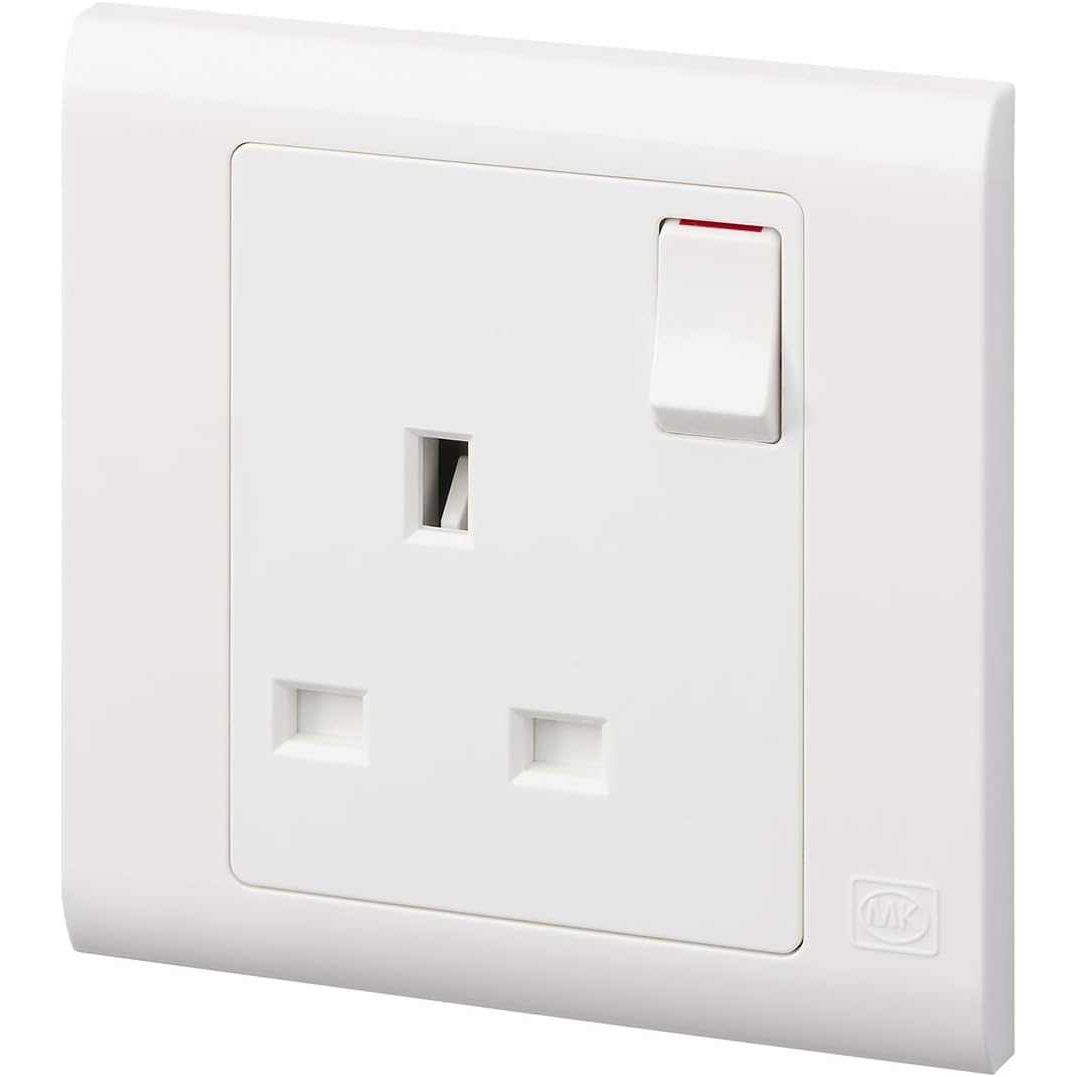 MK Essentials 13A 1G SP Switched Socket ,White MV2757WHI - Deluxe Electricals