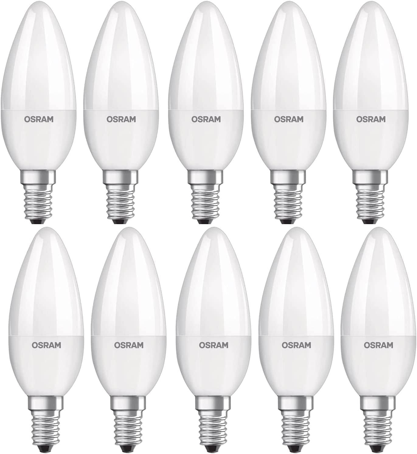 Osram E14 LED Bulb Classic B40 Value 4.9W Warm White 2700K Frosted- Pack of 10 - Deluxe Electricals