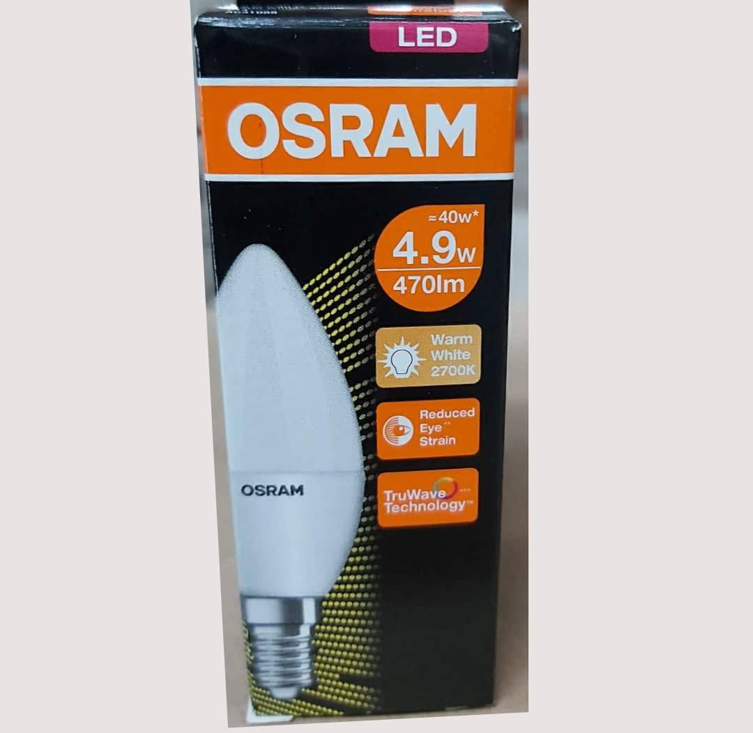 Osram E14 LED Bulb Classic B40 Value 4.9W Warm White 2700K Frosted- Pack of 10 - Deluxe Electricals