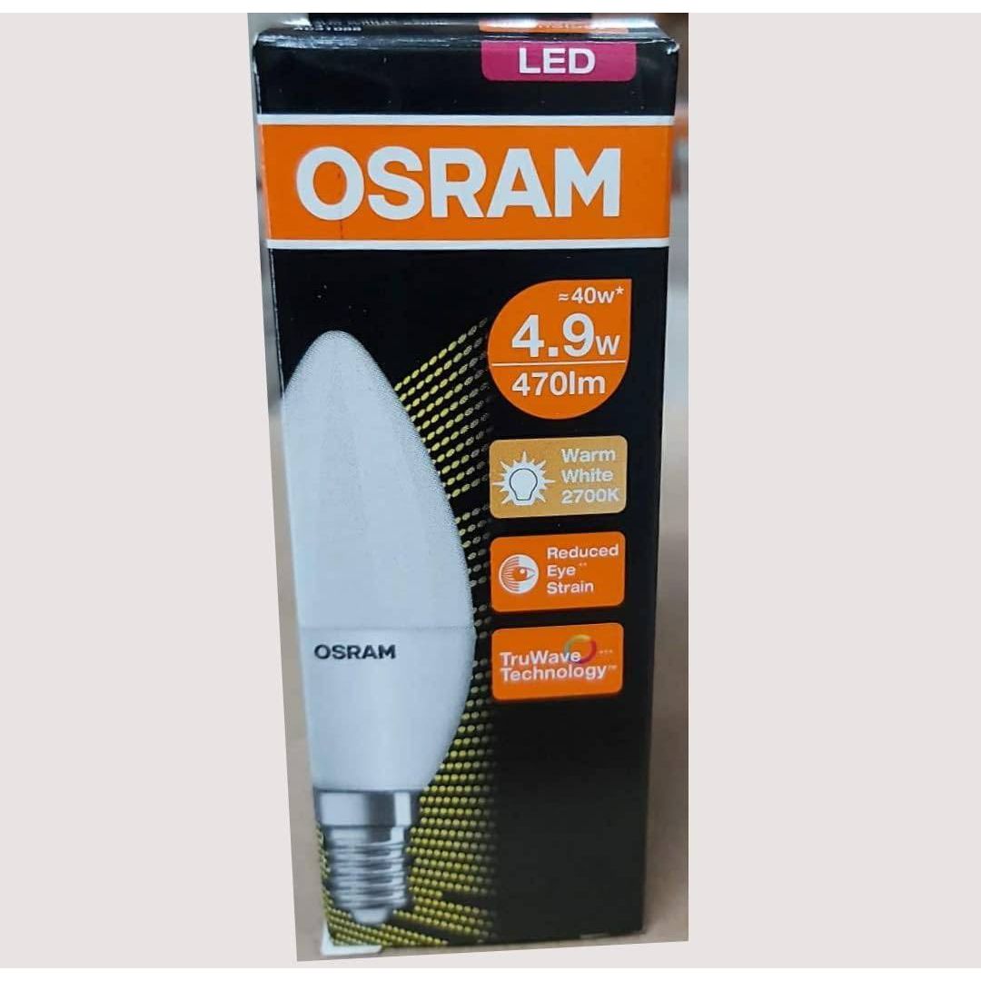 Osram E14 LED Bulb Classic B40 Value 4.9W Warm White 2700K Frosted- Pack of 10 - Deluxe Electricals