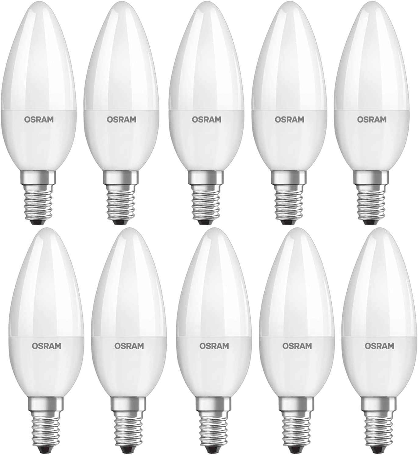 Osram Led Bulb E14 Candle Lamp 5.5W Day Light 6500K, Pack of 10 - Deluxe Electricals