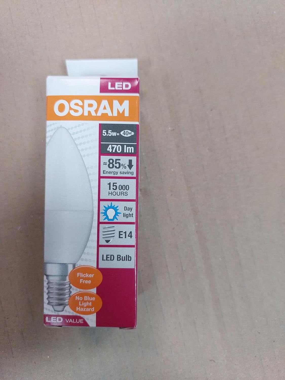 Osram Led Bulb E14 Candle Lamp 5.5W Day Light 6500K, Pack of 10 - Deluxe Electricals