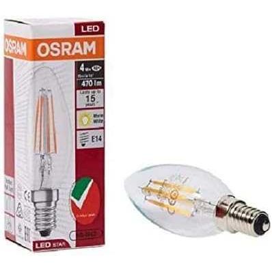 Osram LED Bulb E14 Filament Warm White 2700K 4W Classic B 40 Clear Light Non Dimmable Pack Of 10 - Deluxe Electricals