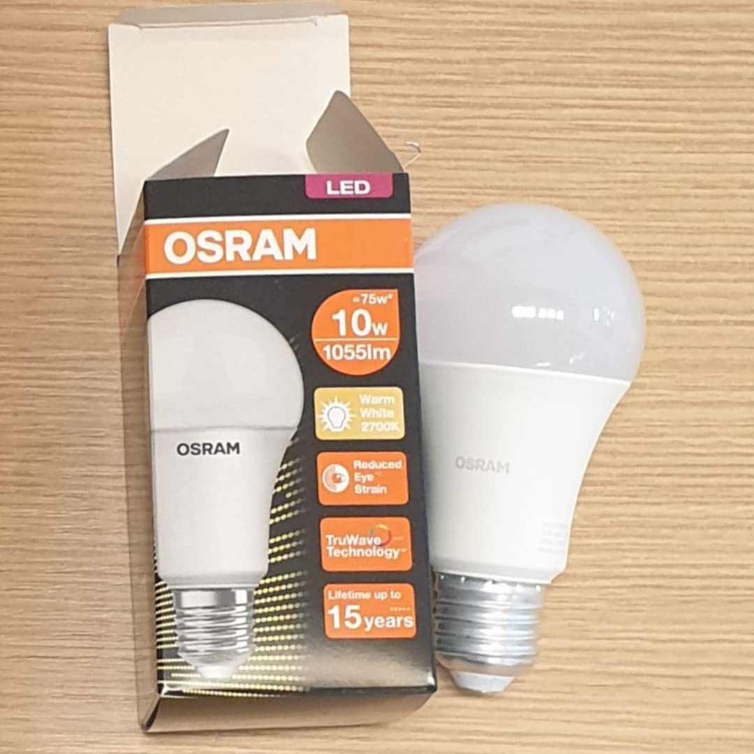 Osram E27 LED Value Classic A75 Warm White 10W 2700K Frosted Screw Base - Pack of 10 - Deluxe Electricals