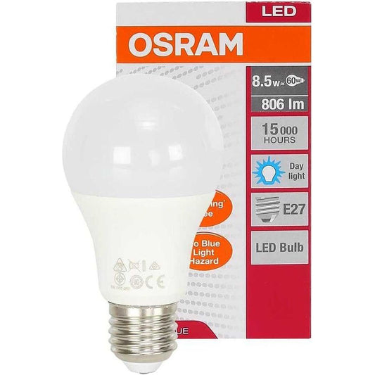 Osram Led Bulb E27 Value Lamp Clas A 8.5 W/6500K Cool White (Combo Pack Of 10) - Deluxe Electricals
