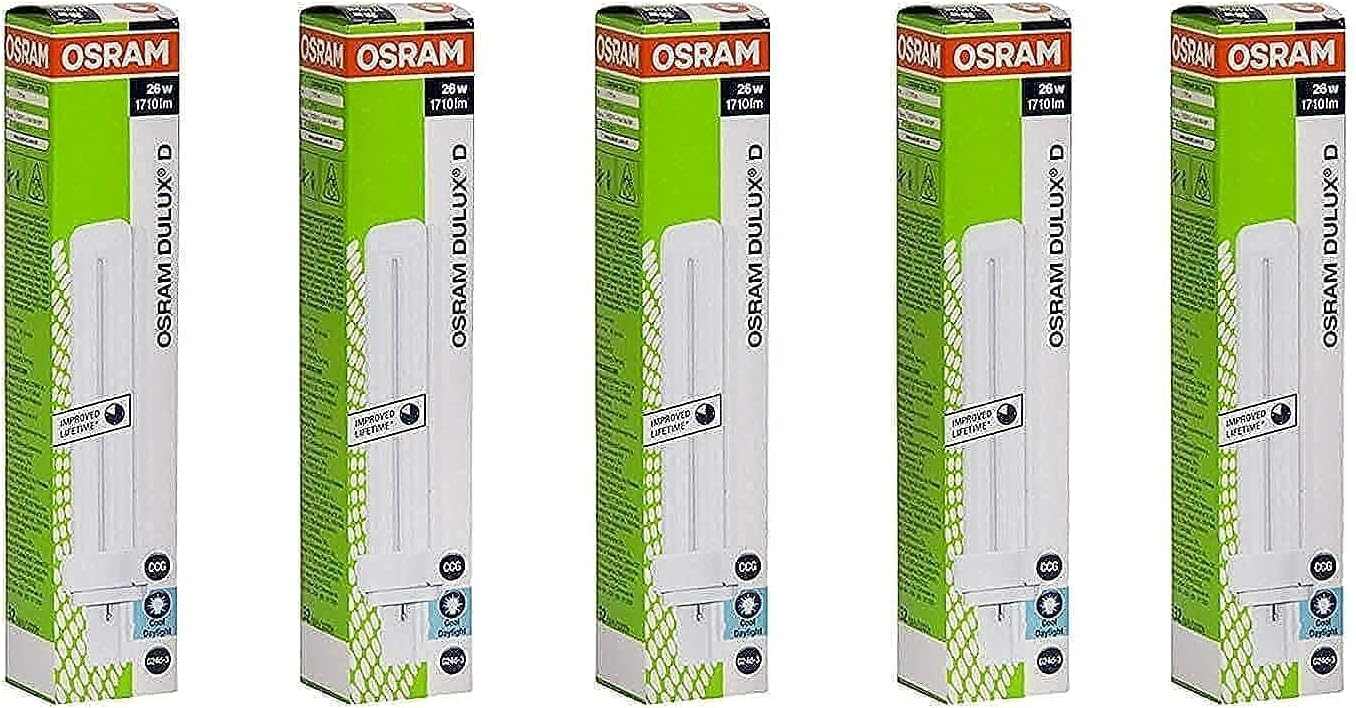 Osram 26W 2Pin Dulux D, Daylight - (Pack of 5) - Deluxe Electricals