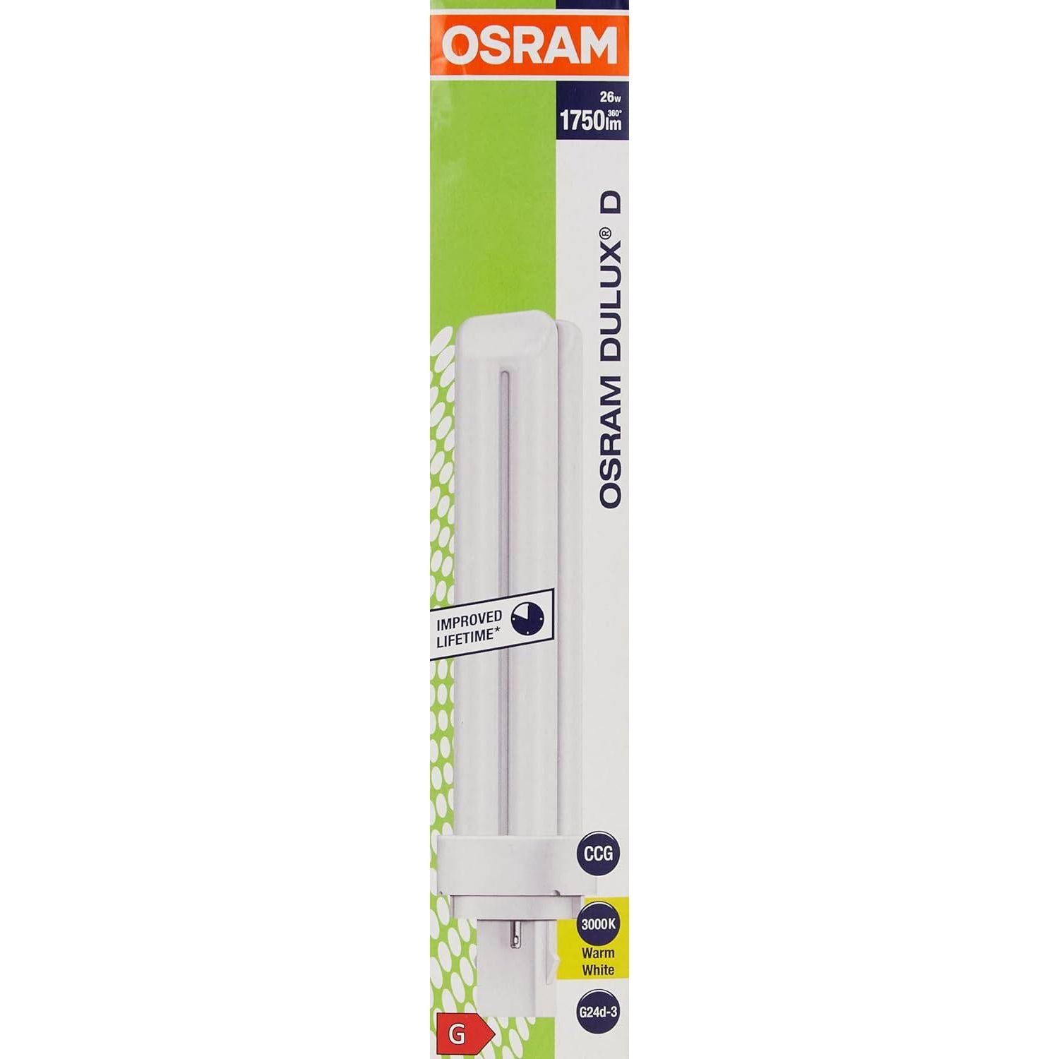 Osram Compact Fluorescent Lamp Dulux D 26 W 2Pin Warm White - Deluxe Electricals