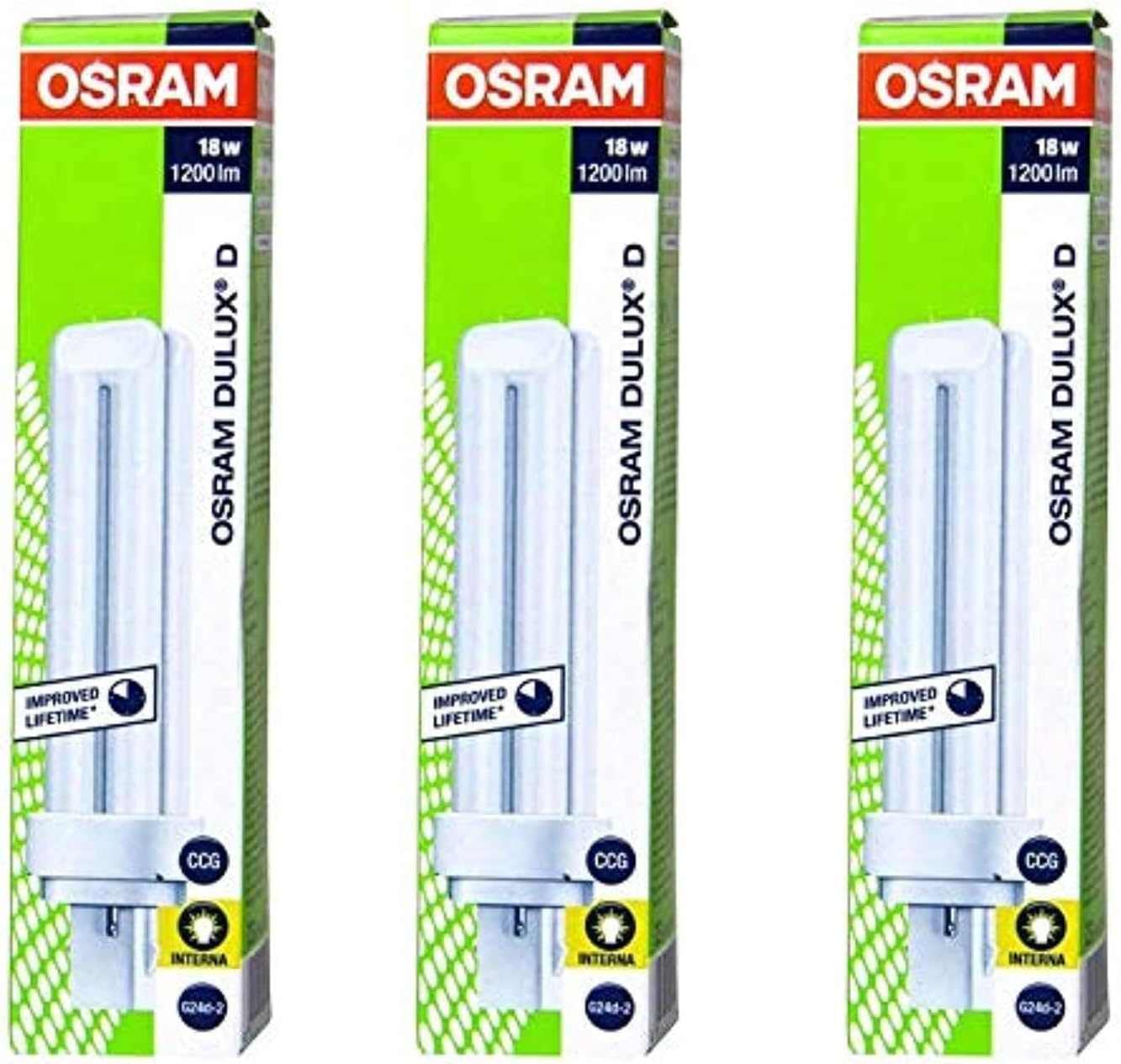 Osram Dulux D 18W 2 Pin CFL Bulb Warm White - Pack of 3 - Deluxe Electricals
