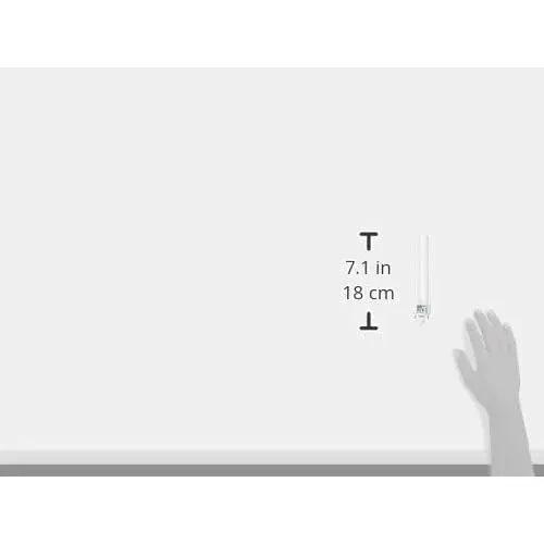 Osram Dulux-D 26W G24D-3 865 daylight color; white wall shows 7.1 in / 18 cm measurement marks and a raised hand