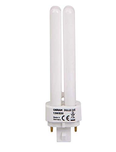 Osram PL Lamp Dulux D/E 13W 4Pin G24Q-1, 1800 Lm 3000K (Pack of 5) - Warm White - Deluxe Electricals