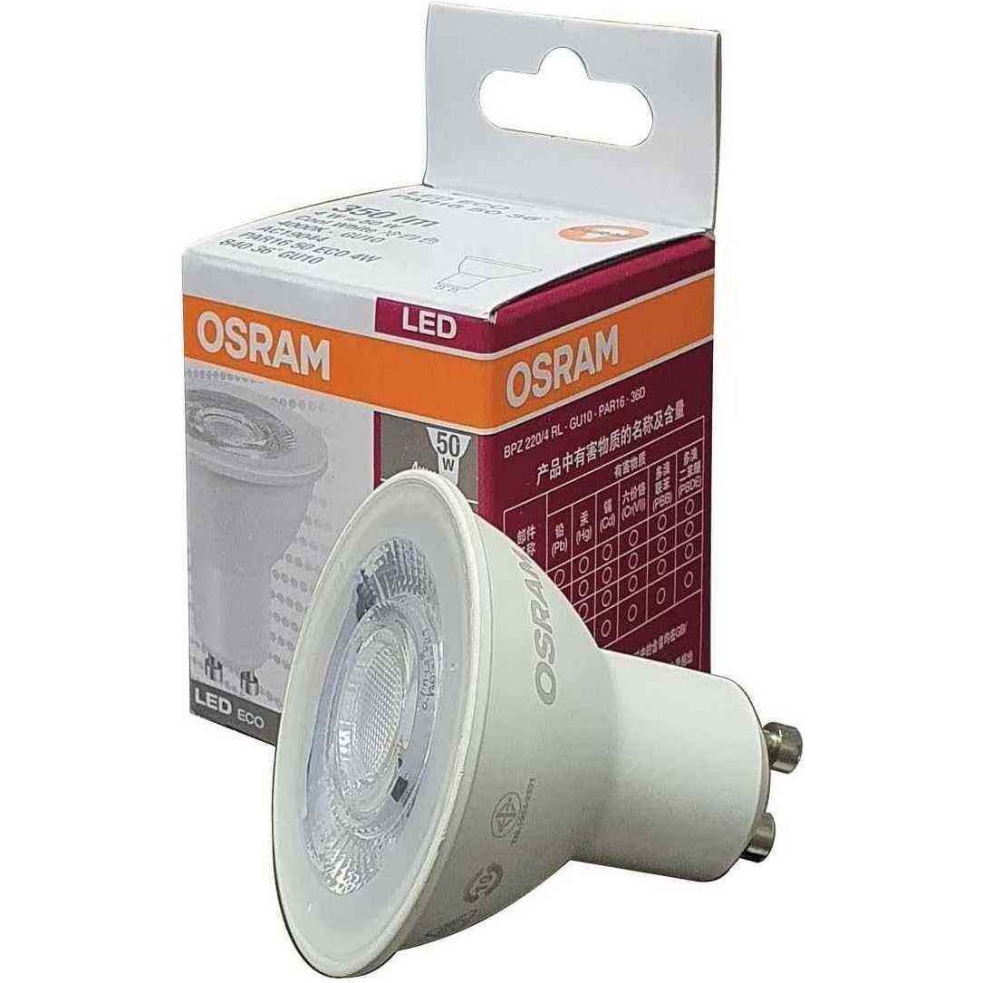Osram Led Eco PAR16 5W/830 GU10 Warm White Non-Dimmable Bulb Pack Of 10 - Deluxe Electricals