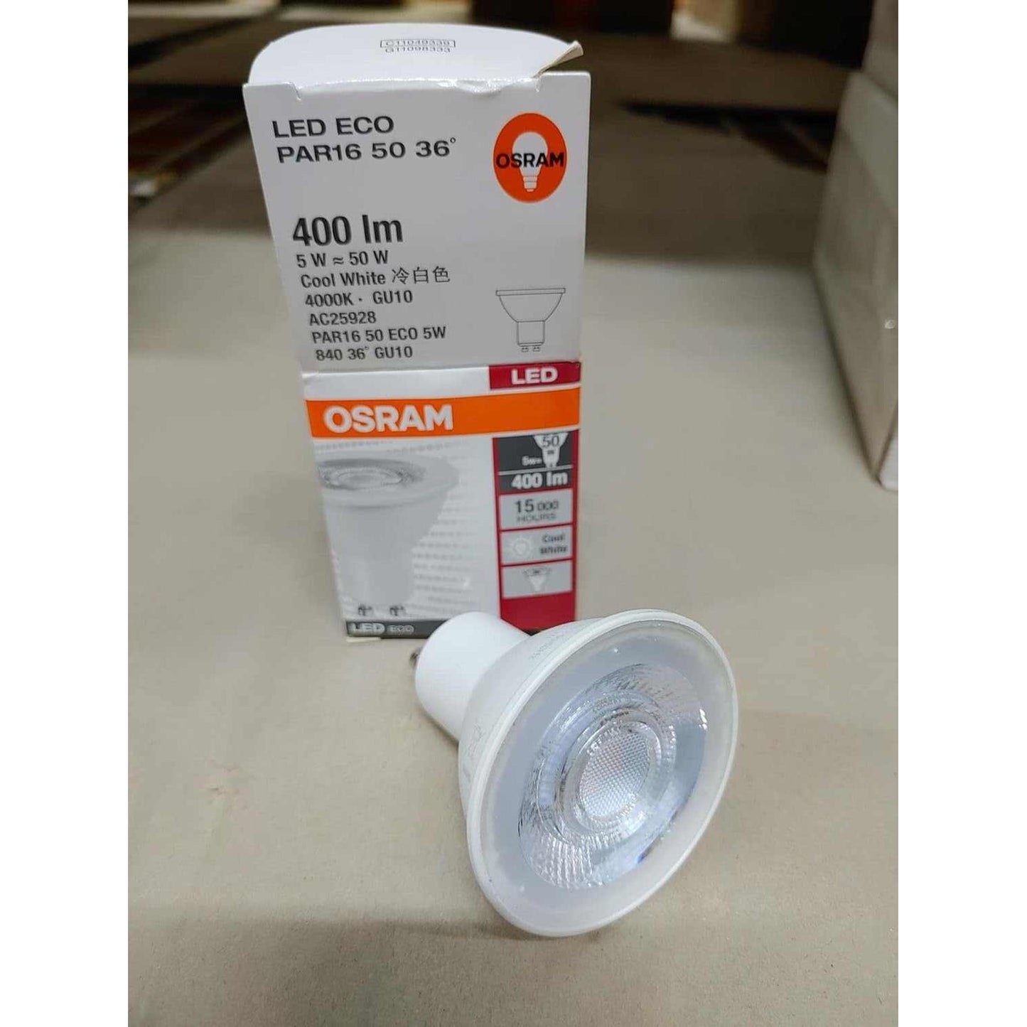 Osram Led Eco PAR16 5W/830 GU10 Warm White Non-Dimmable Bulb Pack Of 10 - Deluxe Electricals