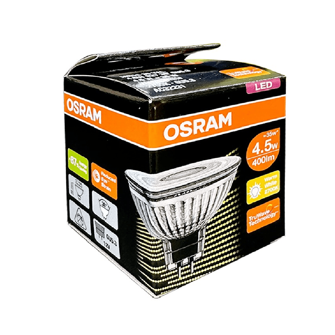 Osram Led Spot Lamp 4.5W/827 12V 4.5W MR16 400LM,Led Reflector Bulb, Warm White - Deluxe Electricals