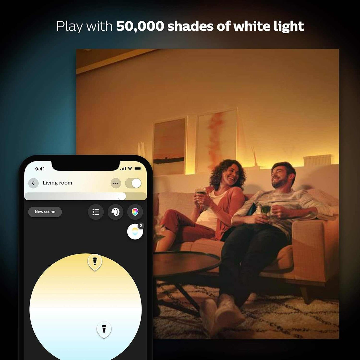 Philips Hue UAE White & Colour Ambiance LED Smart Bulb - Starter Kit (3 bulbs & Bridge) , Bluetooth & Zigbee compatible , Works with Apple Homekit, Siri, Alexa, Google Assistant and Many More - Deluxe Electricals