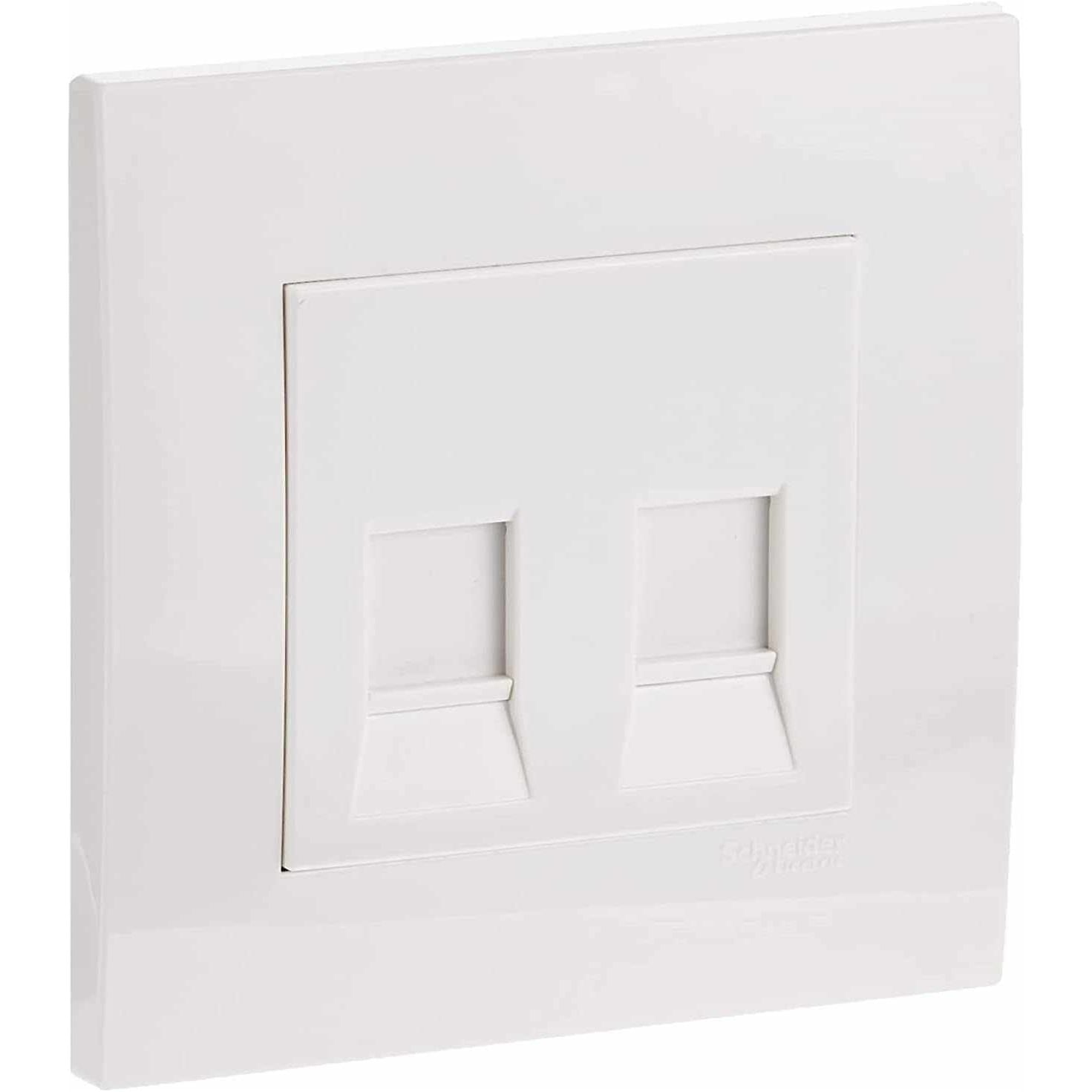 Schneider Electric Vivace, 2 Gang, Data Socket with Shutter, White, KB32RJK - Deluxe Electricals