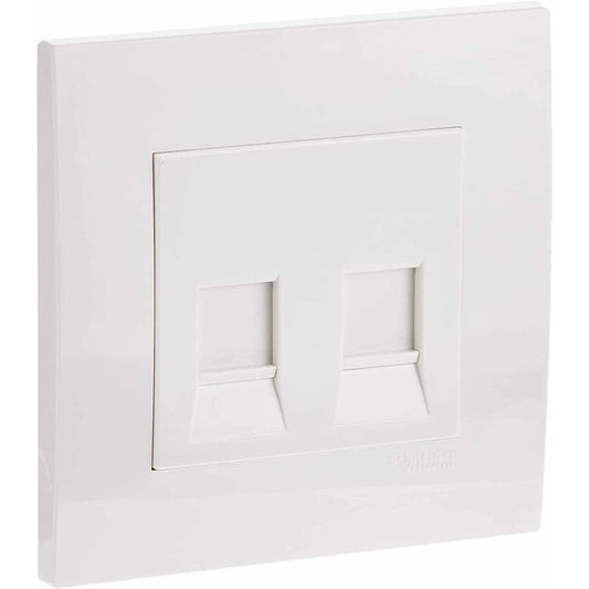 Schneider Electric Vivace, 2 Gang, Data Socket with Shutter, White, KB32RJK - Deluxe Electricals