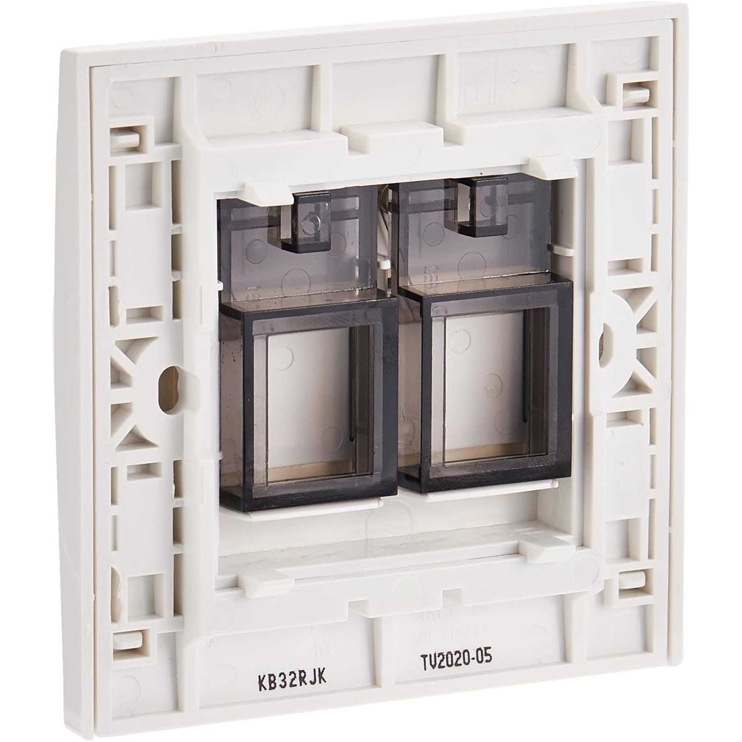 Schneider Electric Vivace, 2 Gang, Data Socket with Shutter, White, KB32RJK - Deluxe Electricals