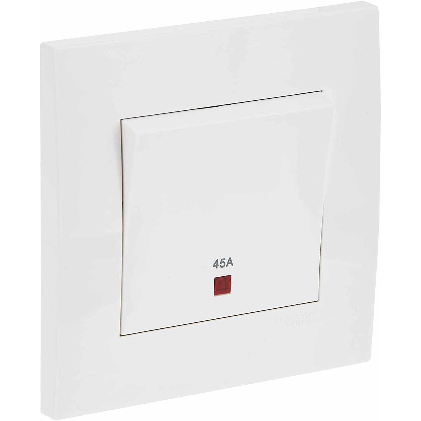 Schneider Electric Vivace, 1 Gang, Double Pole Switch, 45 A, White, Double Pole, KB31DR45N - Deluxe Electricals