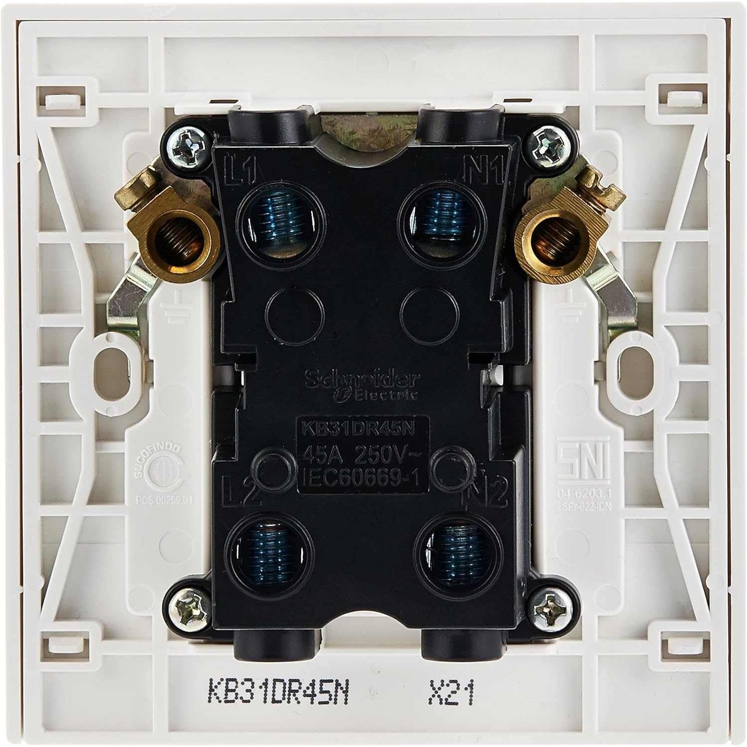 Schneider Electric Vivace, 1 Gang, Double Pole Switch, 45 A, White, Double Pole, KB31DR45N - Deluxe Electricals