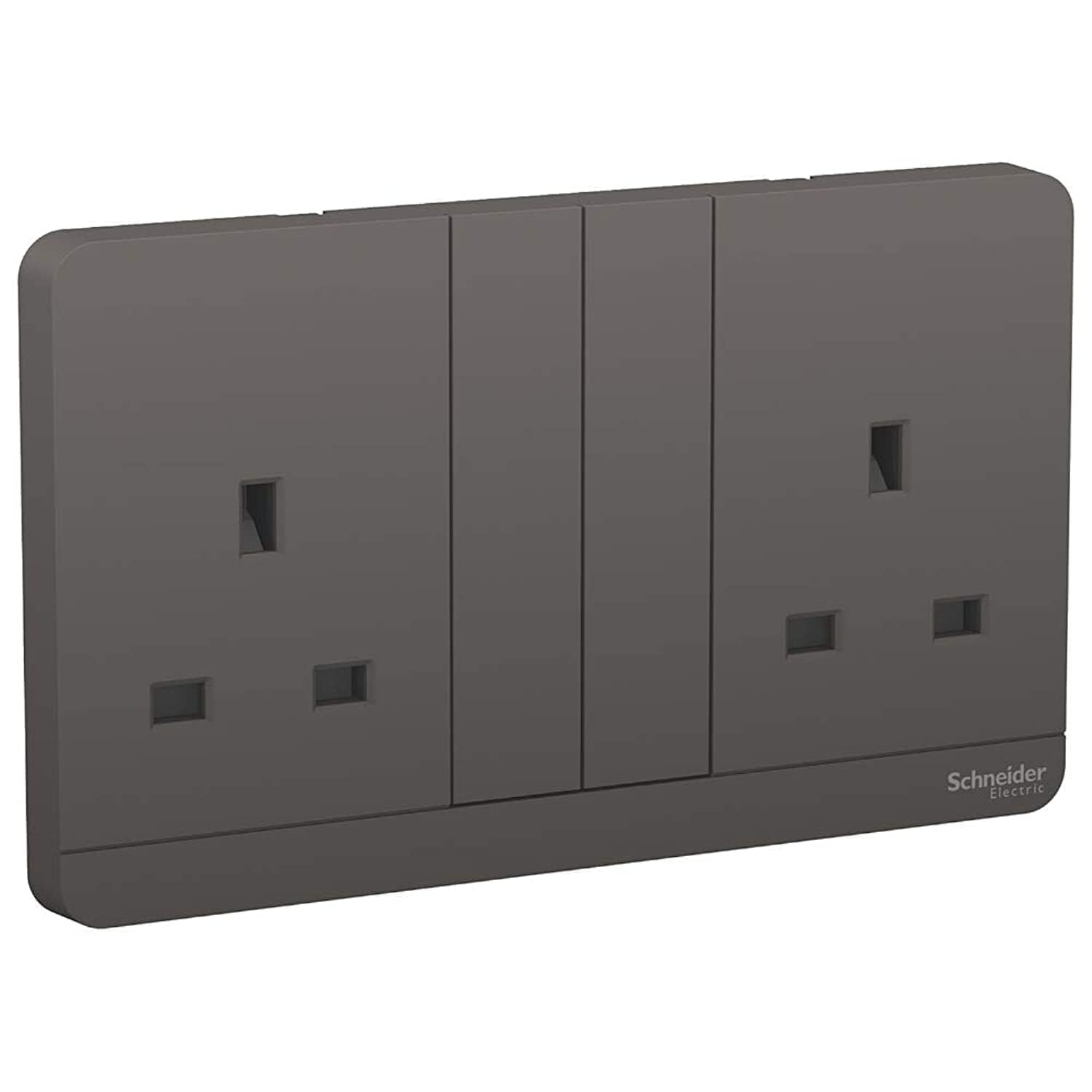 Schneider Electric AvatarOn, 2 Gang, Socket, 13A 250V, Dark Grey, E83T25_DG_G12 - Deluxe Electricals