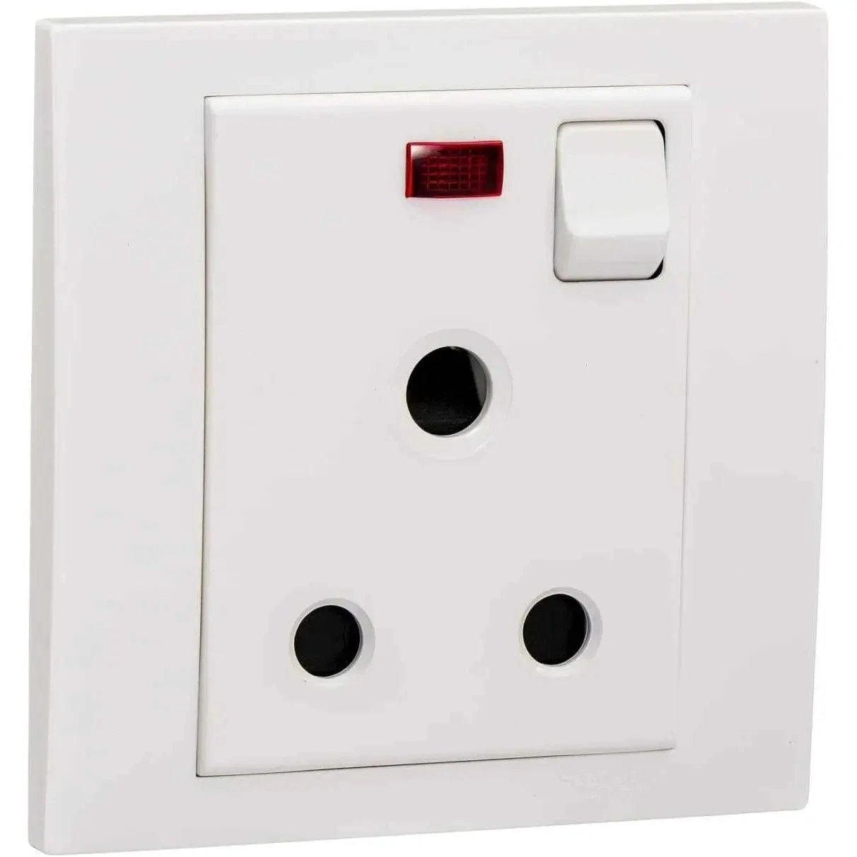 Schneider Electric Vivace 1-Gang white 3-pin wall socket with switch, 15A 250V KB15/15N, red indicator light