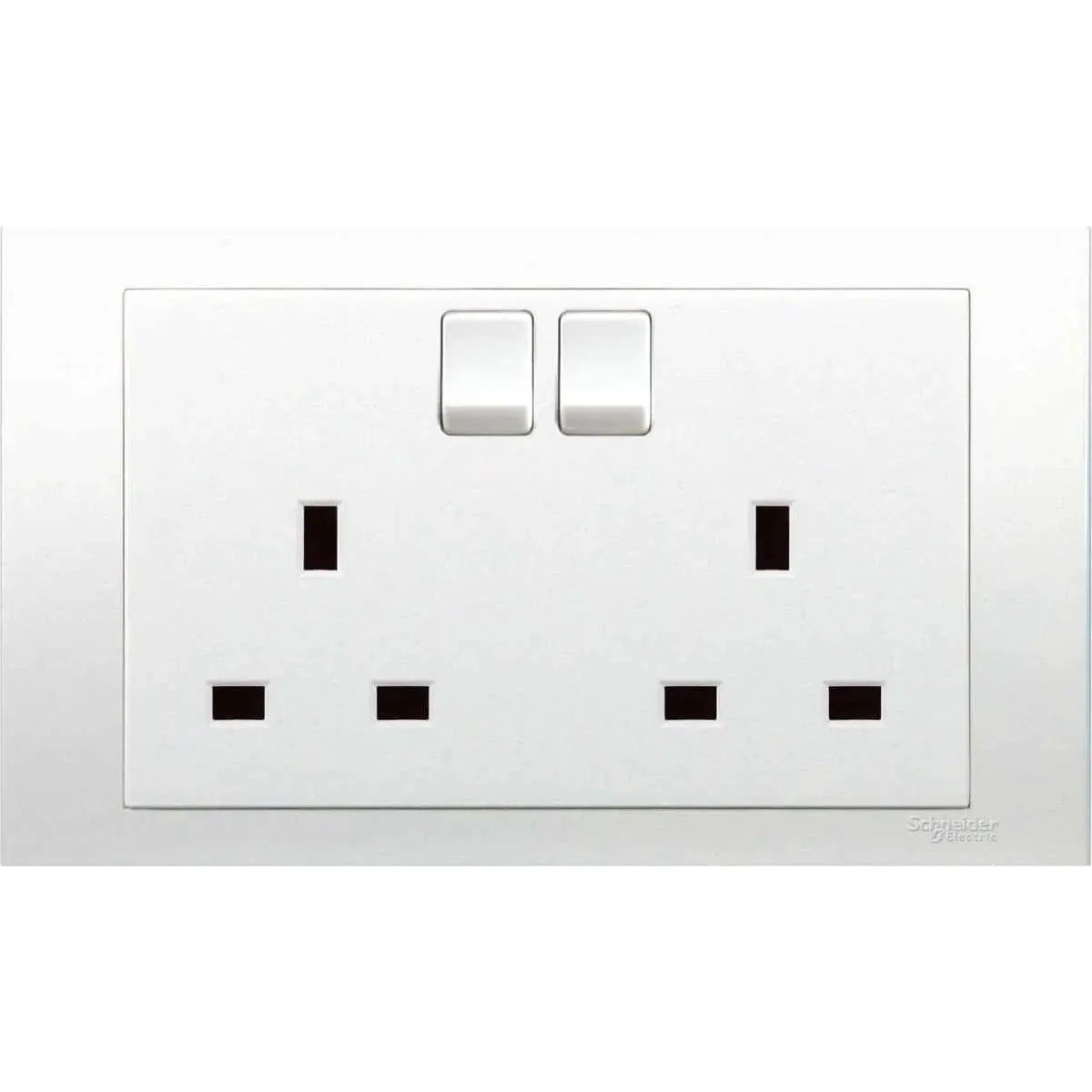 Schneider Electric Vivace 2-Gang socket, white double-pole wall outlet with two switches (KB25D_WE) front view
