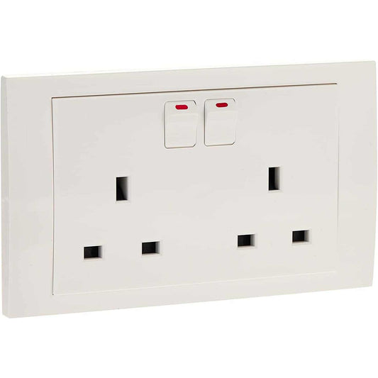 Schneider Electric Vivace, 2 Gang, Socket, 13A 250V, White, KB25 - Deluxe Electricals