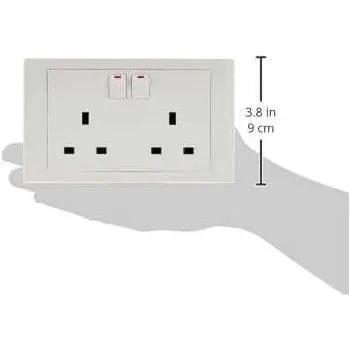 Schneider Electric Vivace 2‑gang white wall socket with two switches, 13A 250V KB25, front view