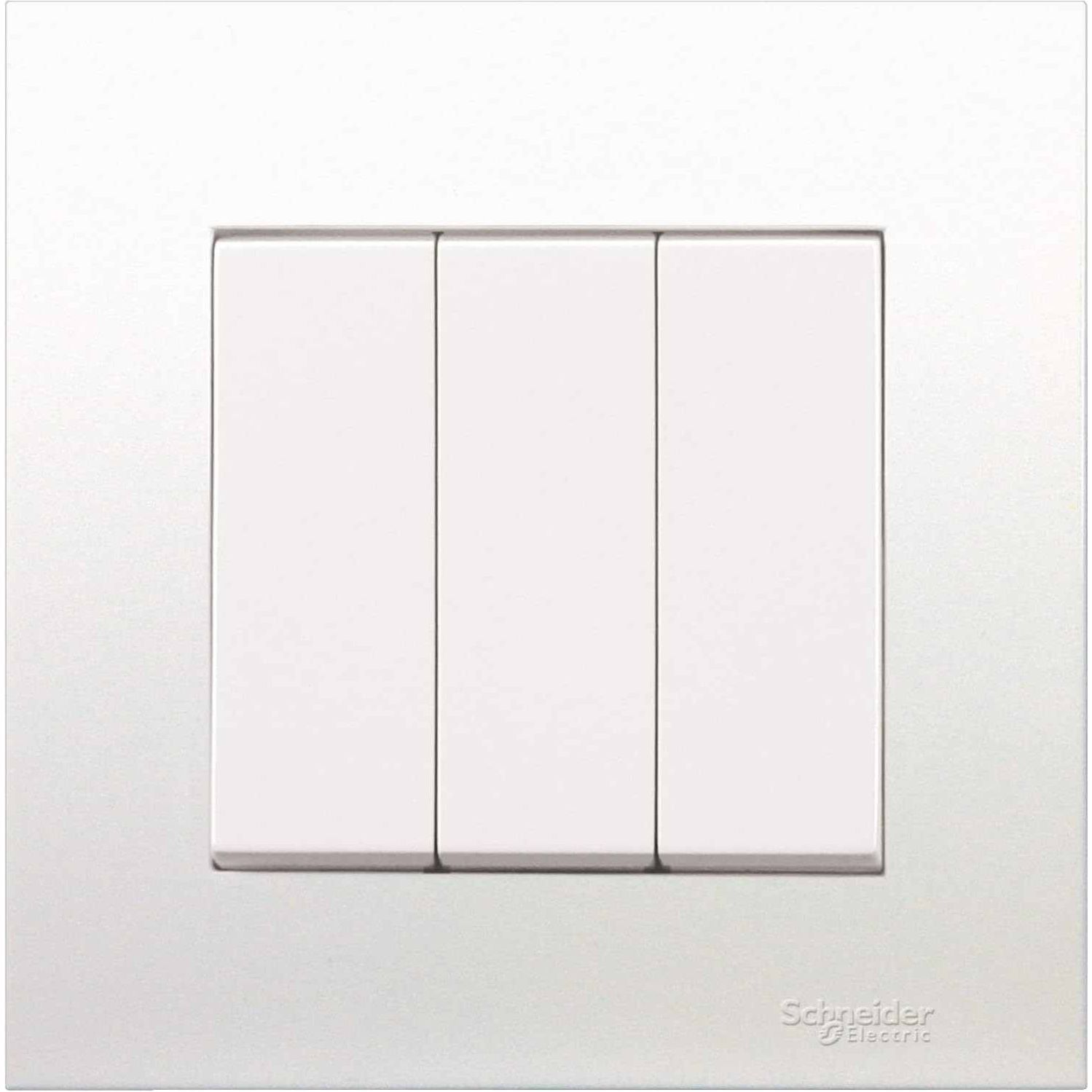 Schneider Electric KB33_AS Vivace 16AX 250V 3 Gang 2 Way Switch, Aluminium Silver - Deluxe Electricals