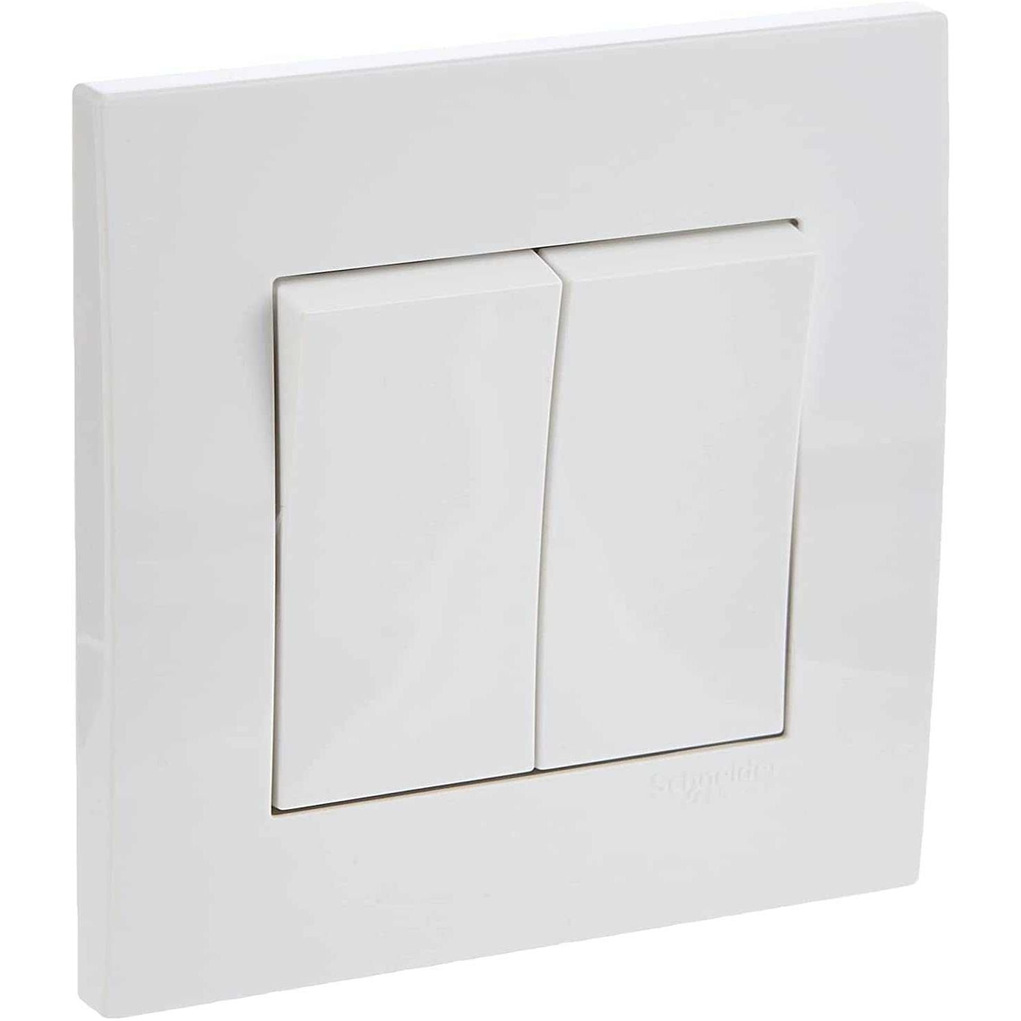 Schneider Electric Vivace, 2 Gang, Switch, 16AX 250V, White, KB32R_1_WE_G12 - Deluxe Electricals