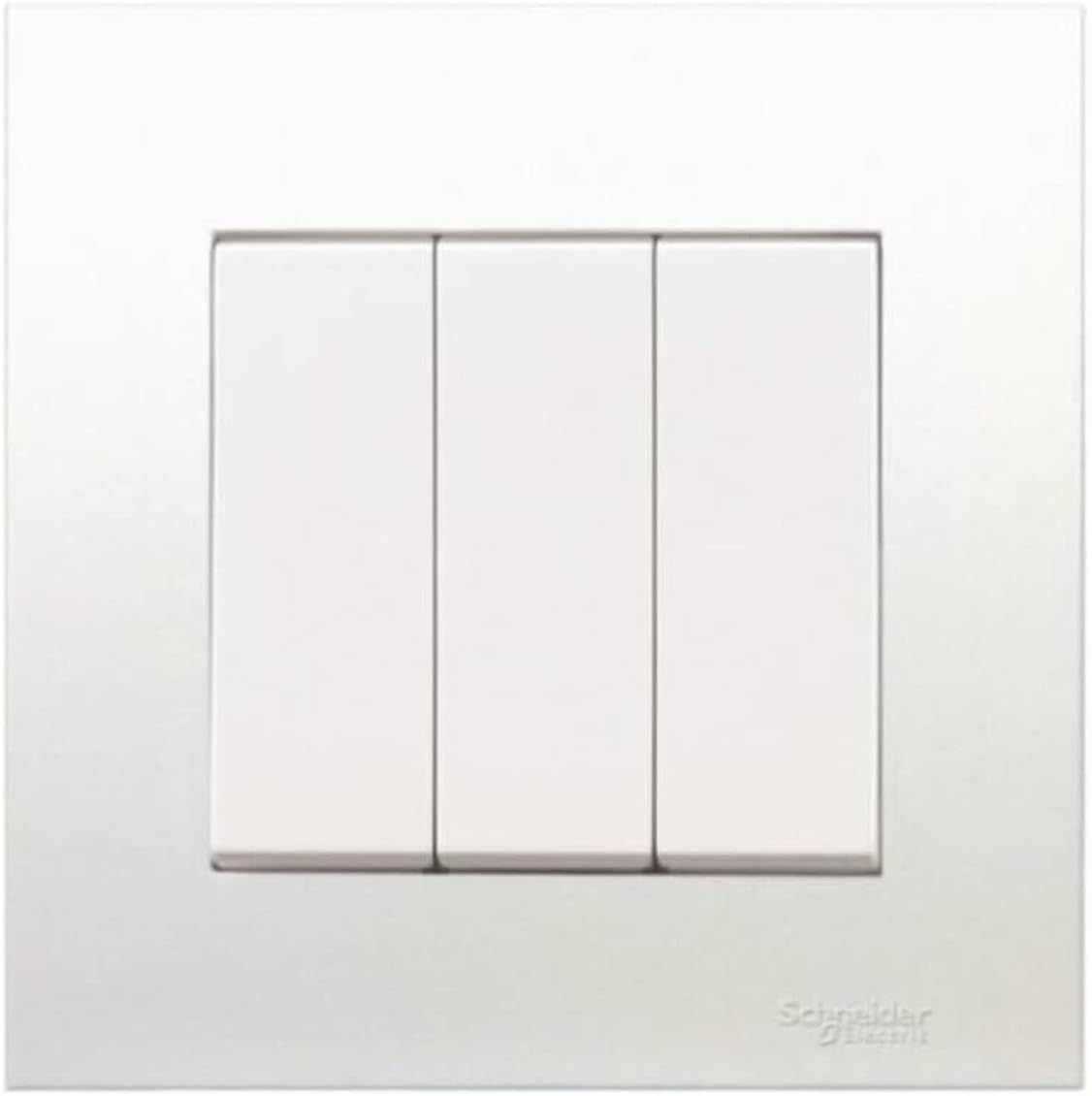 Schneider Electric Vivace, 3 Gang, Switch, 16AX 250V, White, KB33R_WE_G12 - Deluxe Electricals