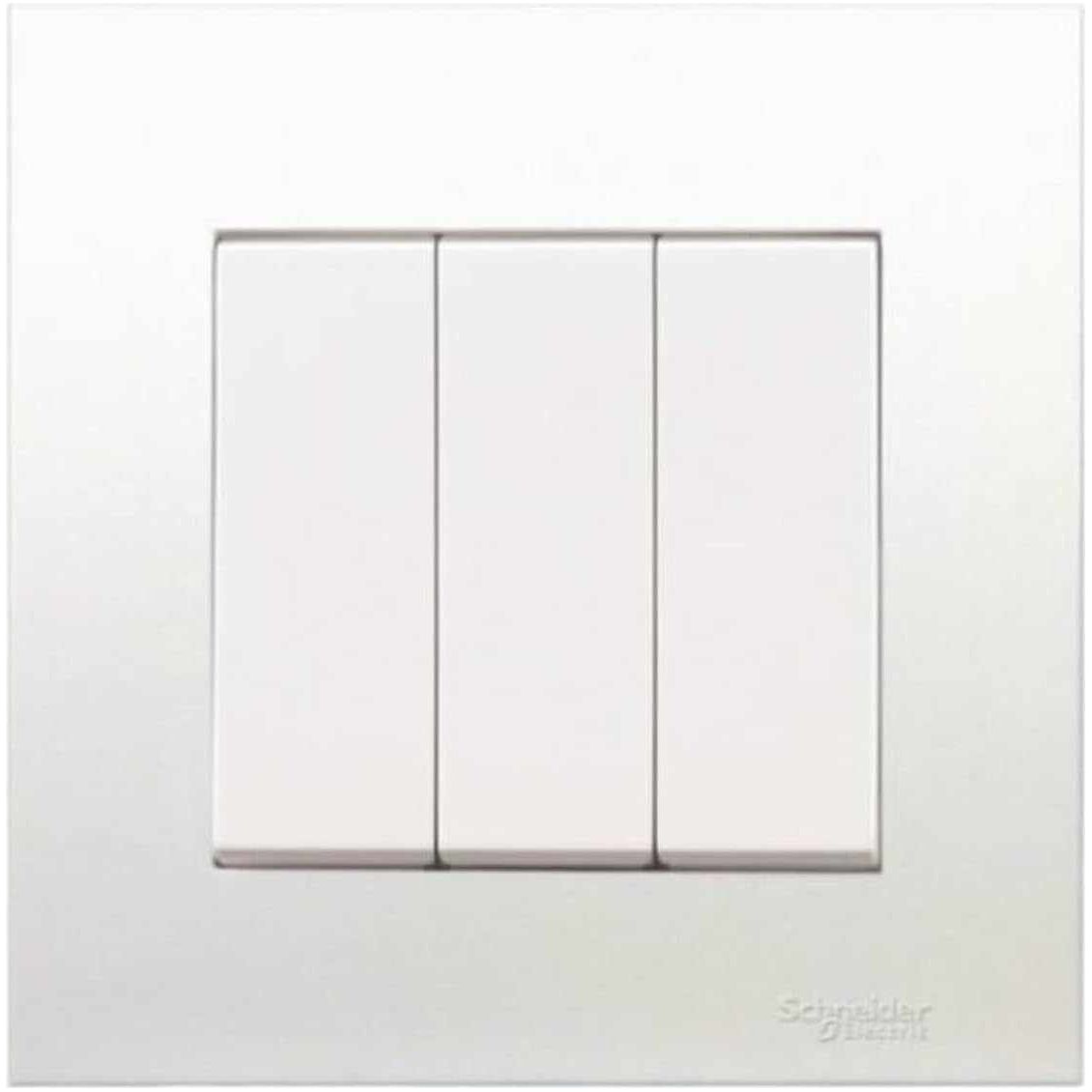 Schneider Electric Vivace, 3 Gang, Switch, 16AX 250V, White, KB33R_WE_G12 - Deluxe Electricals