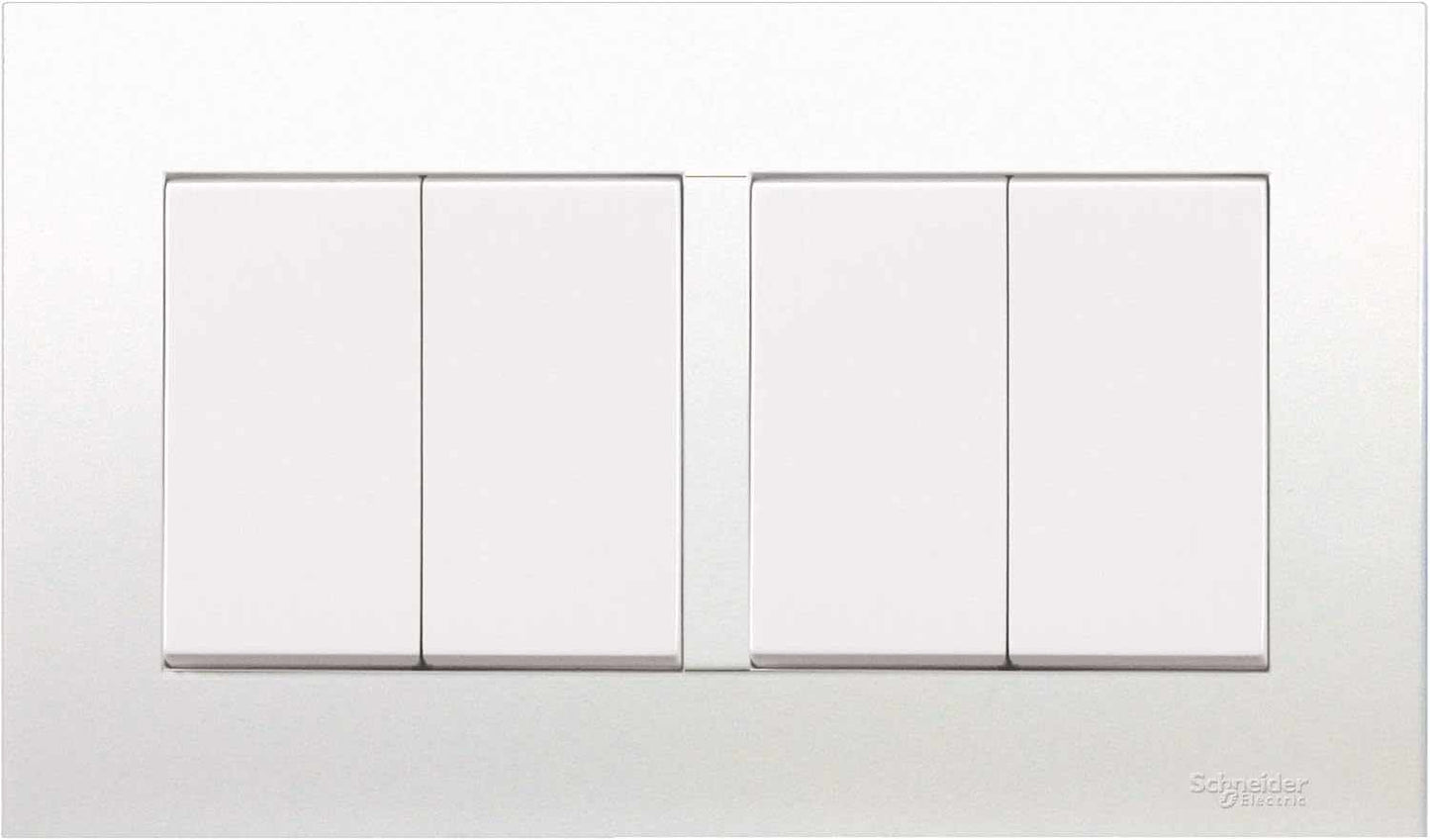 Schneider Electric Vivace, 4 Gang, Switch, 10A 250V, White, KB34 - Deluxe Electricals