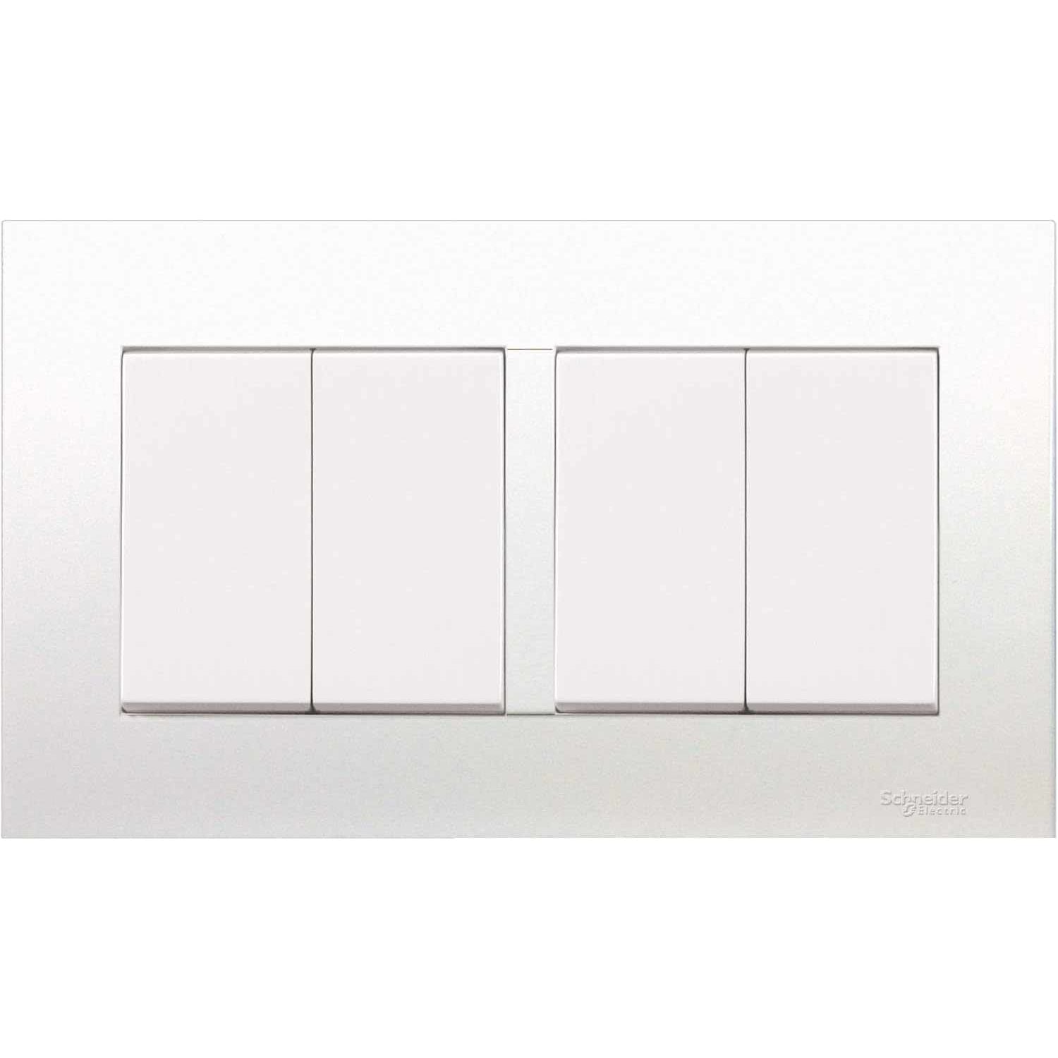 Schneider Electric Vivace, 4 Gang, Switch, 10A 250V, White, KB34 - Deluxe Electricals