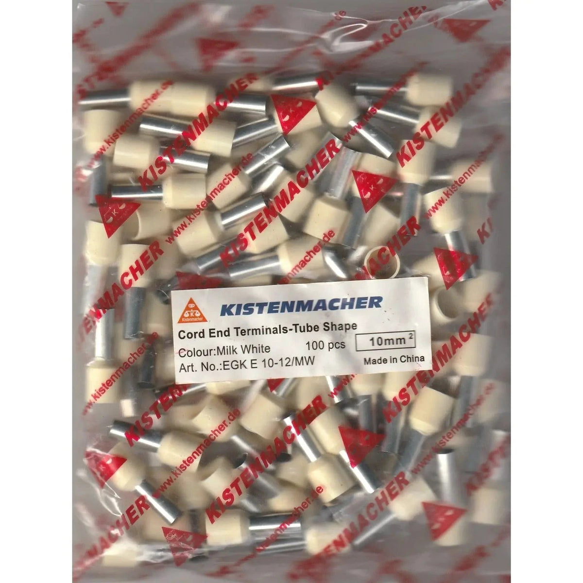 Kistenmacher insulated cord end terminals, tube shape, milk white, 100 pcs. UAE