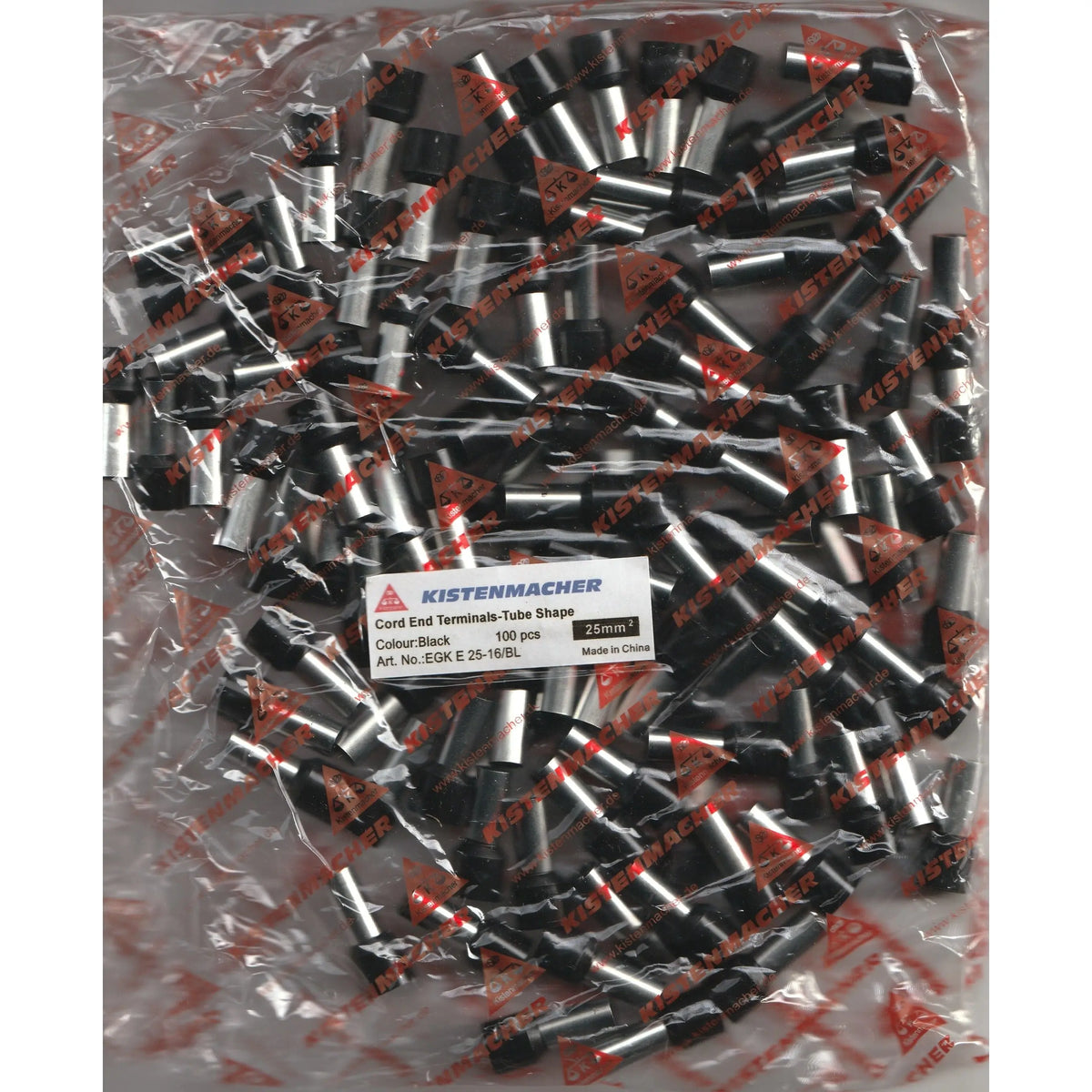 Kistenmacher insulated ferrule cord end terminals, tube shape, black, 100 pcs in clear bag UAE