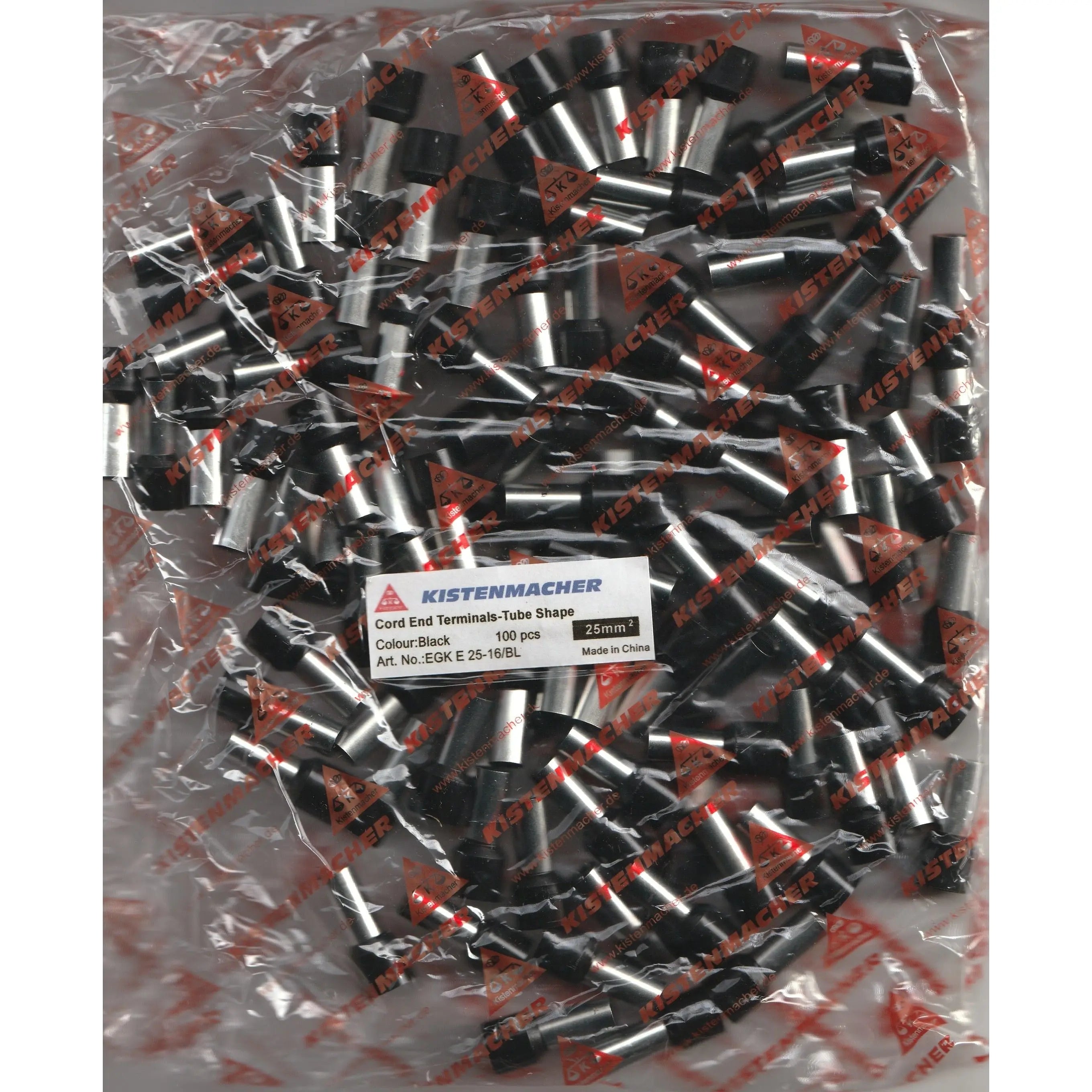 Kistenmacher insulated ferrule cord end terminals, tube shape, black, 100 pcs in clear bag UAE