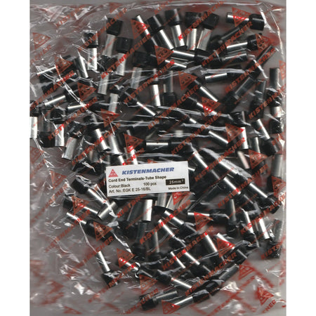 Kistenmacher insulated ferrule cord end terminals, tube shape, black, 100 pcs in clear bag UAE