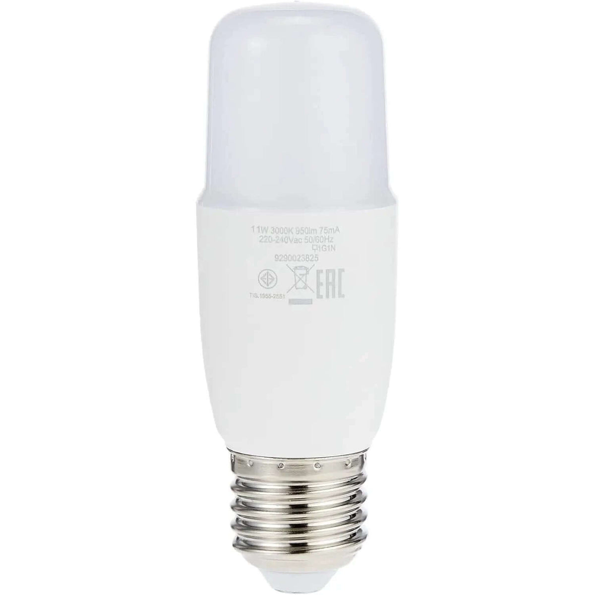 Philips Essential DL Stick LED Bulb, 11W, E27 base, 3000K warm white, front view. UAE