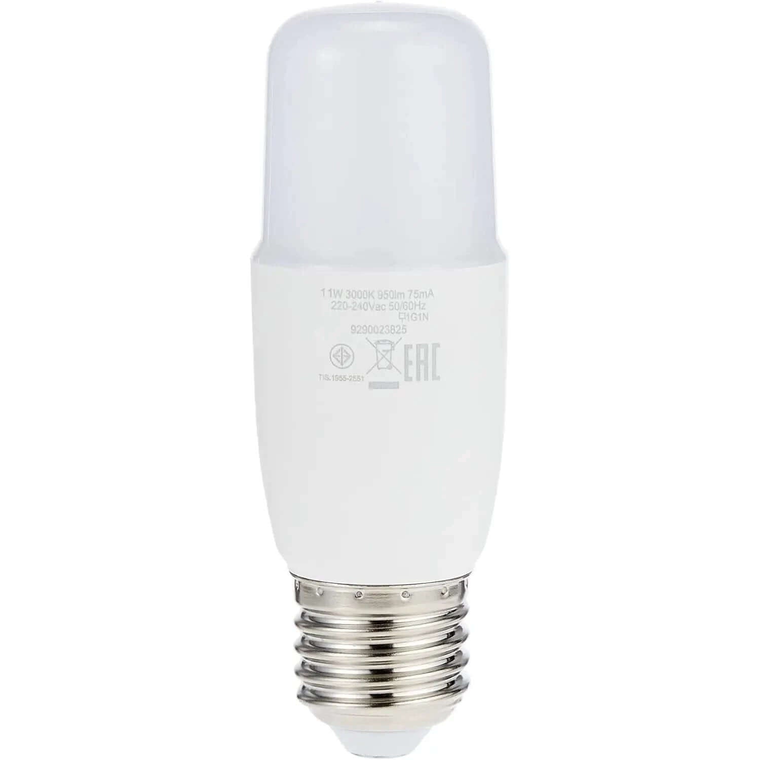 Philips Essential DL Stick LED Bulb, 11W, E27 base, 3000K warm white, front view. UAE
