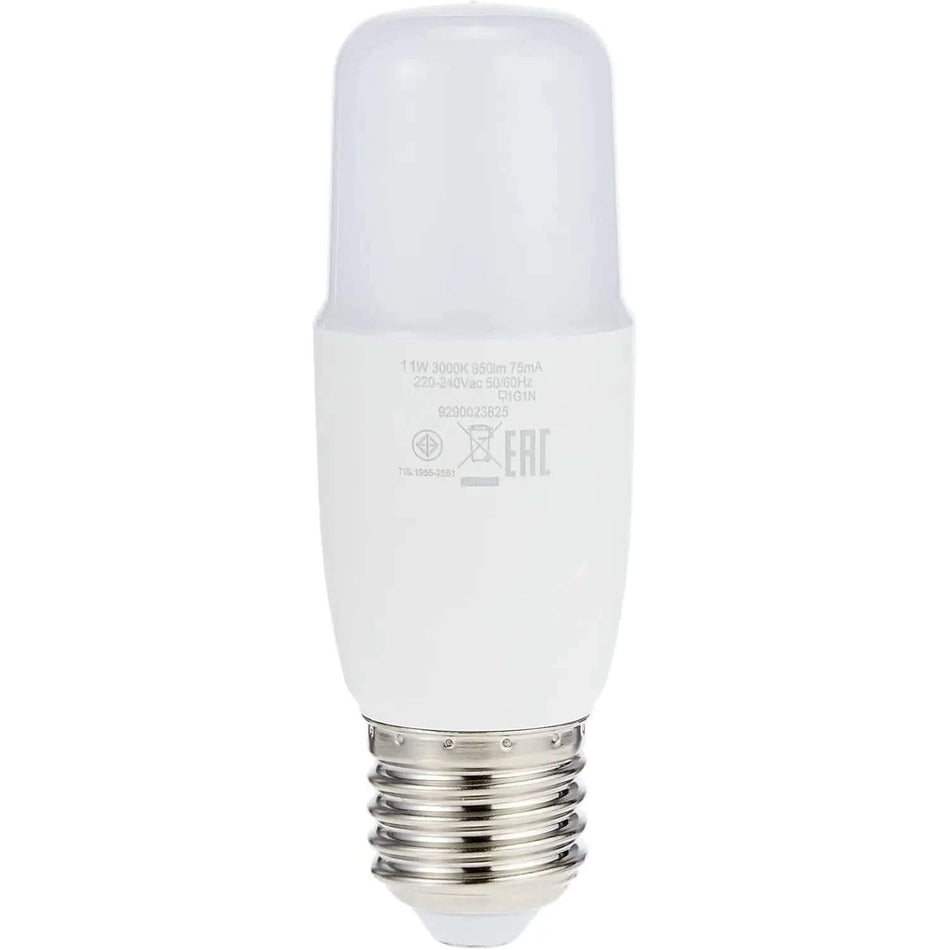 Philips Essential DL Stick LED Bulb, 11W, E27 base, 3000K warm white, front view. UAE