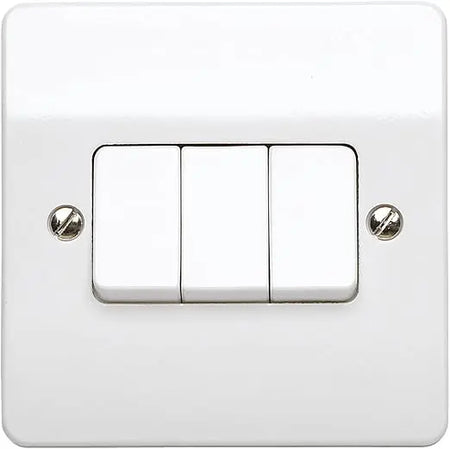 MK K4873WHI 10 A Triple Single Pole 2-Way Plate Switch MK Electric