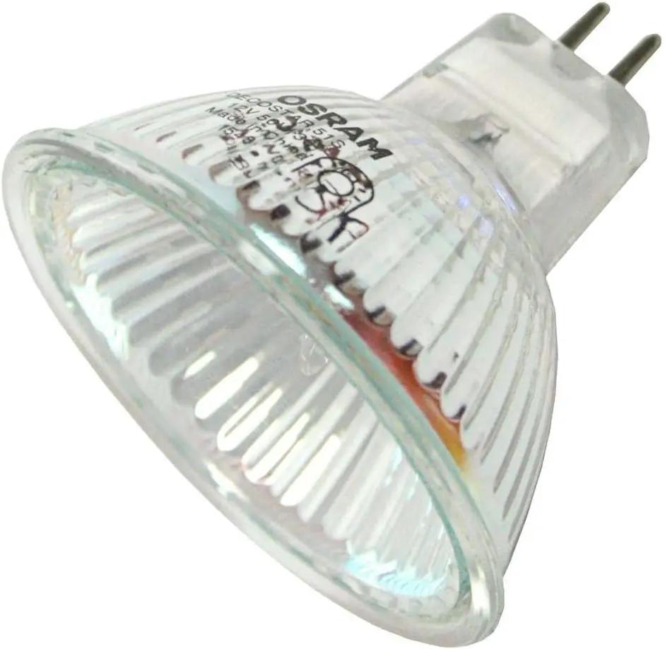 Osram MR16 12V 50W halogen reflector bulb, GU5.3 two-pin base, clear ribbed lens