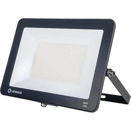 Alt Tag: Ledvance 200W LED Floodlight IP65 6500K Daylight Eco-Lite outdoor flood light, black housing, adjustable bracket, 20