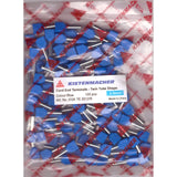Kistenmacher cord end terminals, blue insulated twin-tube shape, 2.5 mm², 100 pcs in sealed bag. UAE