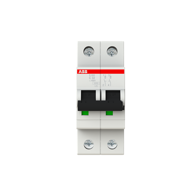 ABB S202-C32 MCB, 2-pole 32A Type C 6kA, official ABB product photo, additional angle