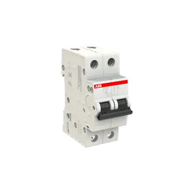 ABB SH202-C16 MCB, 2-pole 16A Type C 6kA, official ABB product photo, side view