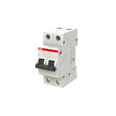 ABB SH202-C16 MCB, 2-pole 16A Type C 6kA, official ABB product photo, angled view