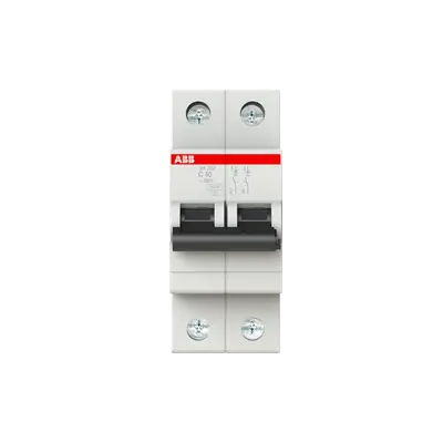 ABB SH202-C40 MCB, 2-pole 40A Type C 6kA, official ABB product photo, front view