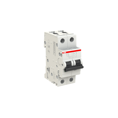 ABB S202-C16 2P Type C miniature circuit breaker, white body with black toggle, 16A, 6kA. UAE